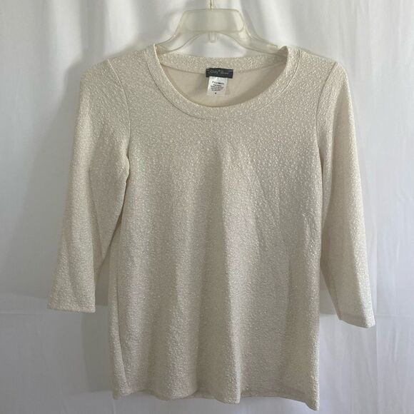 Slinky Brand 1/2 sleeve Crew Neck Sparkly Top - Picture 1 of 4